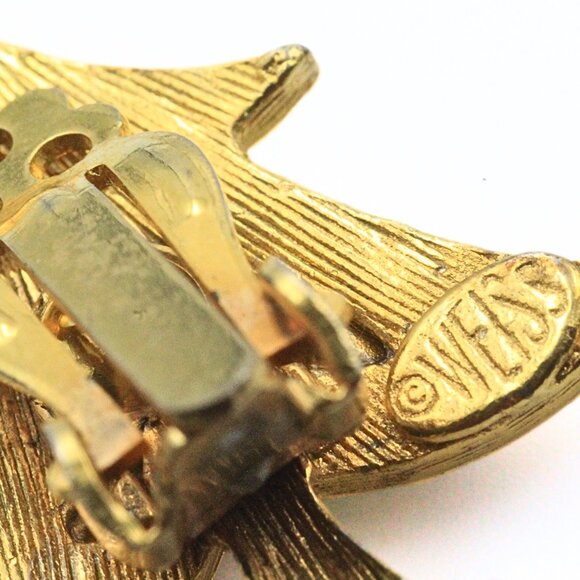 Exquisite Weiss Signed Multicolor Textured Gold Plate Christmas Tree Set - Picture 9 of 11